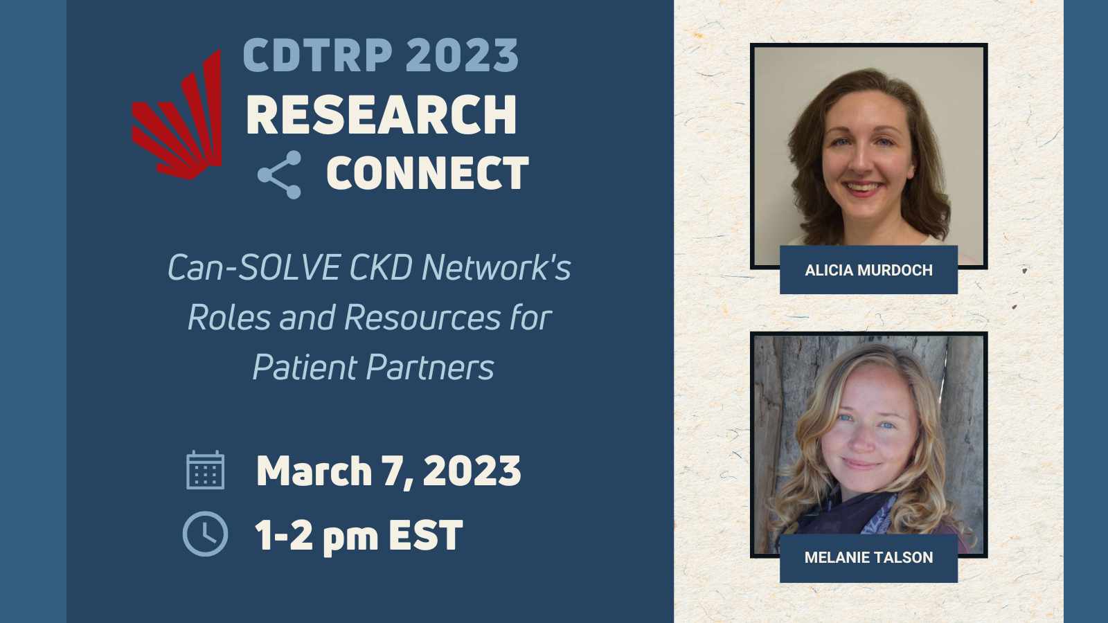 CDTRP Research Connect – Alicia Murdoch and Melanie Talson