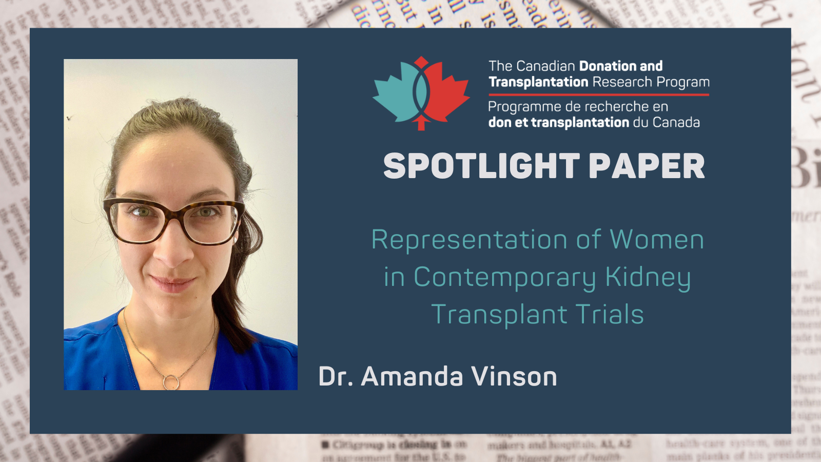 Spotlight paper in Transplant International: Dr. Amanda Vinson