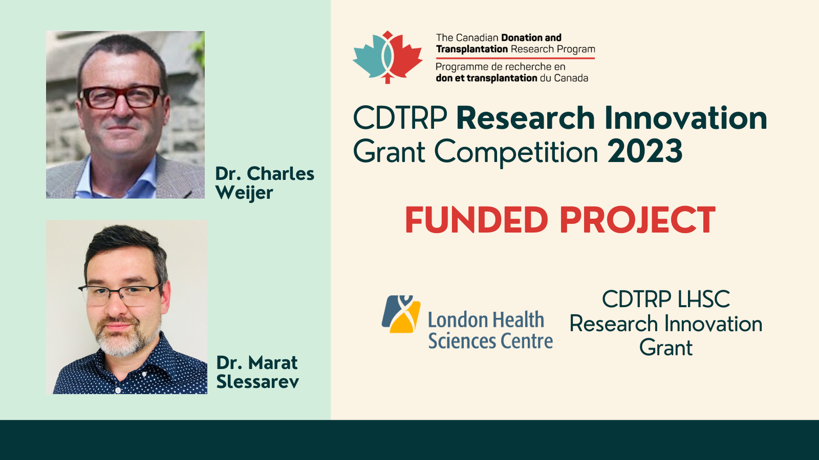 CDTRP LHSC Research Innovation Grant: Dr. Charles Weijer