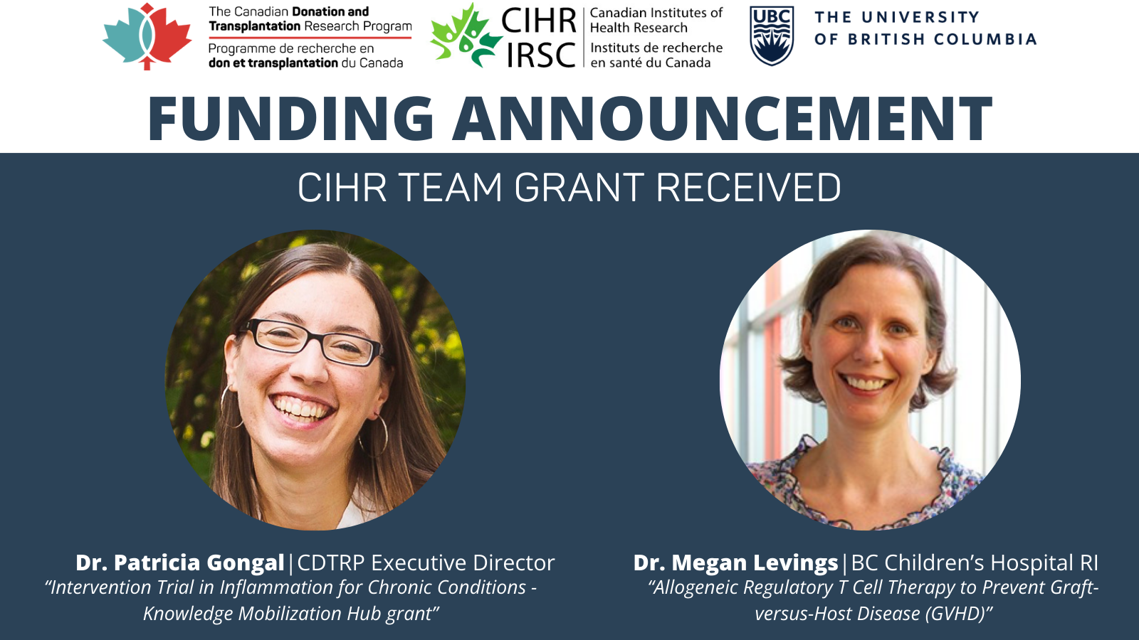 Funding Announcement: CIHR Team Grant Received