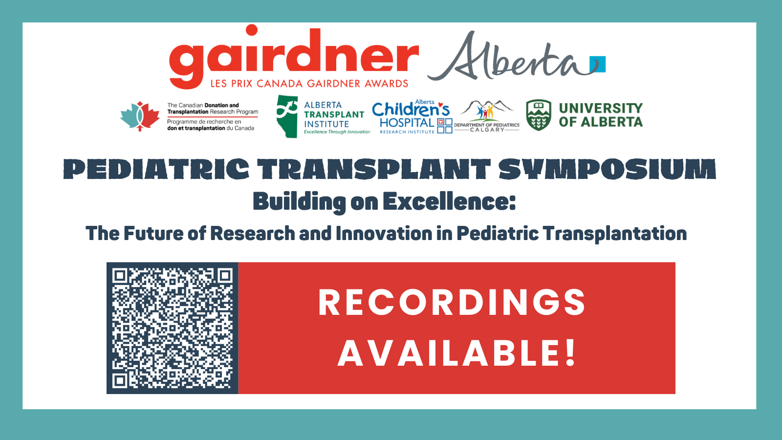 Gairdner Pediatric Transplant Symposium Recordings available!